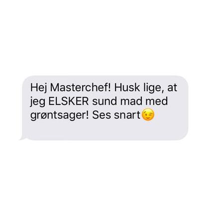 Sms fra Stine om at hun elsker sund mad med grøntsager.