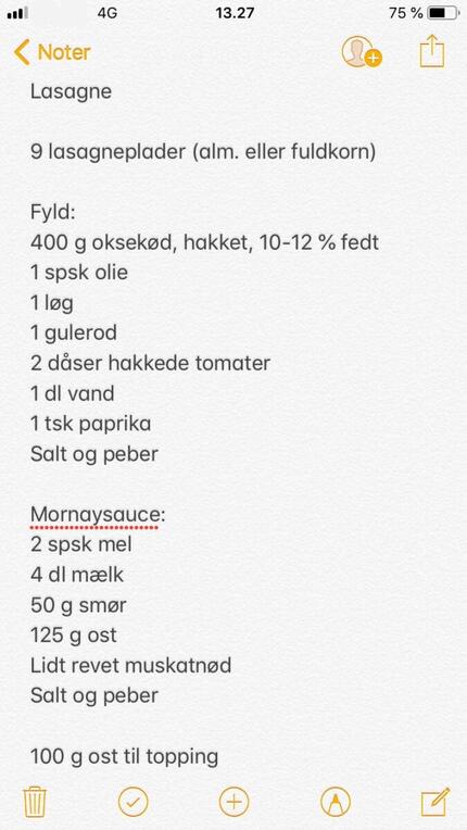 Opskrift på lasagne